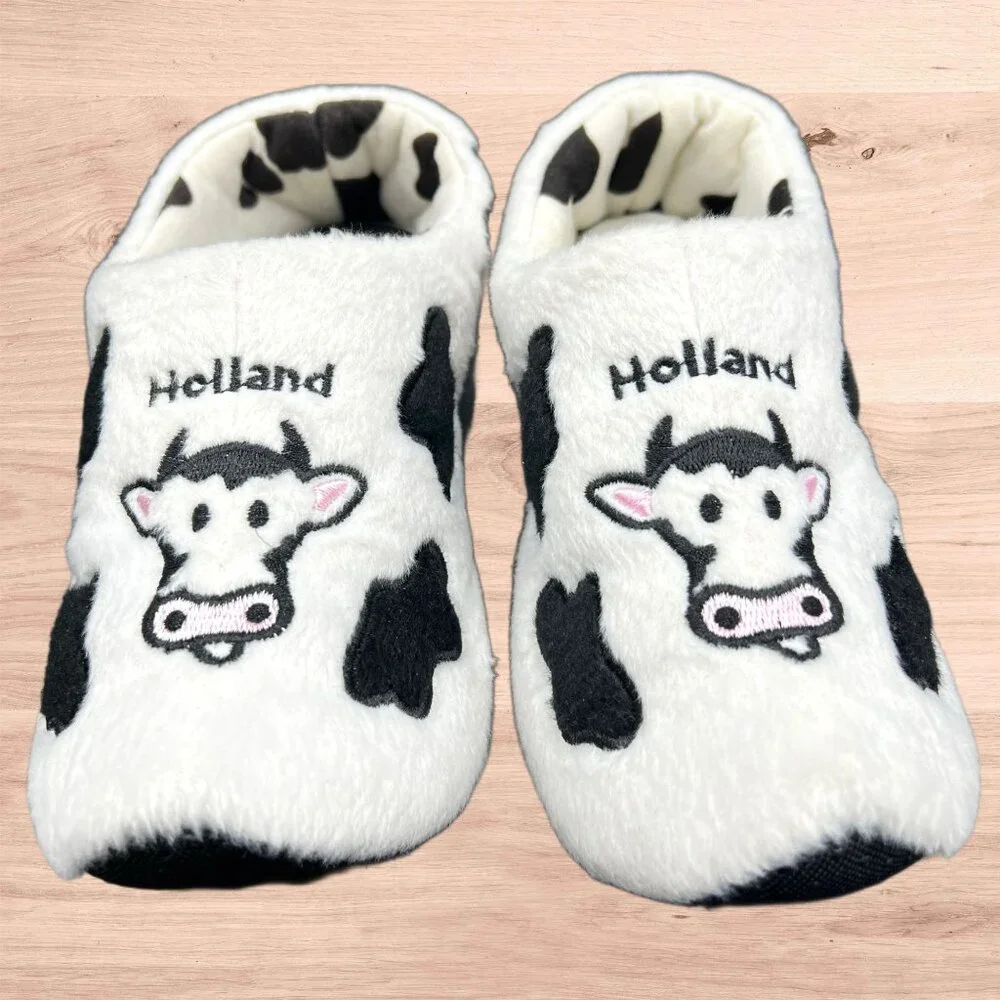 Holland KIDS Smiling Cow Clogs Slippers Dutch Wooden Slip On Shoes Embroidered